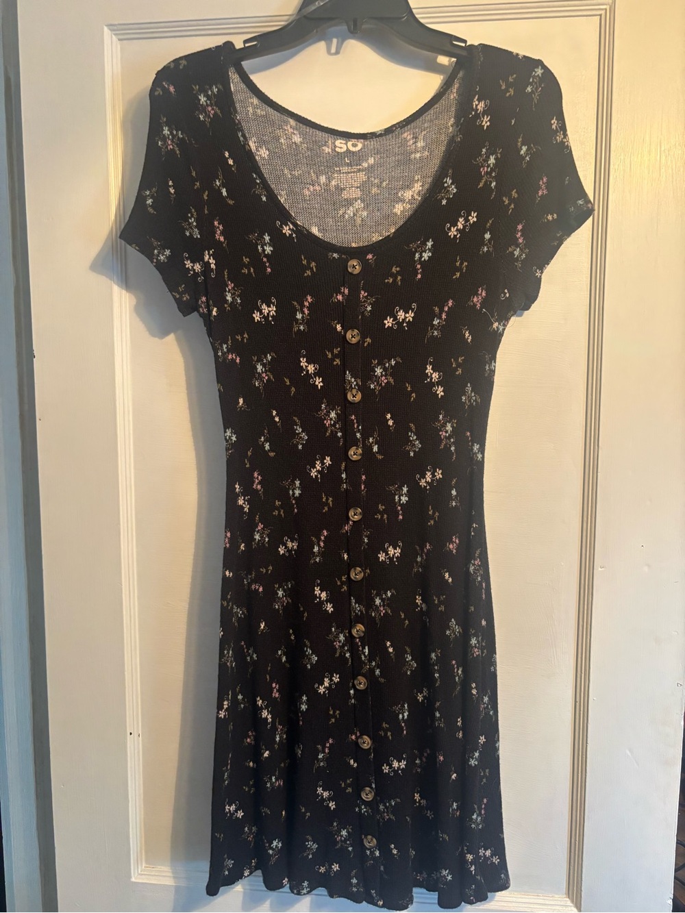 SO Black Mini Dress with Pink & White Floral Print